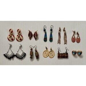 Lot of 10 Pairs of Statement Earrings - Vintage & Modern Styles